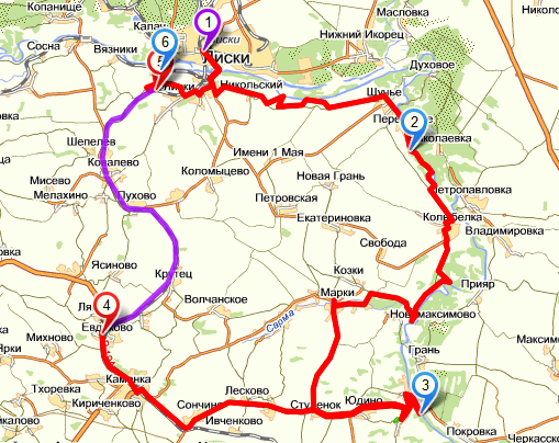 Костомарово 2011: карта маршрута